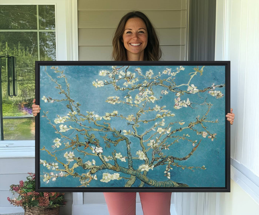 65607-MGV-CV-36X24-Vincent Van Gogh's Almond Blossom Abstract Wall Art Canvas, Van Gogh Almond Blossom Canvas Print