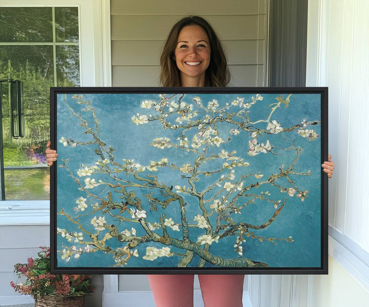 65607-MGV-CV-36X24-Vincent Van Gogh's Almond Blossom Abstract Wall Art Canvas, Van Gogh Almond Blossom Canvas Print