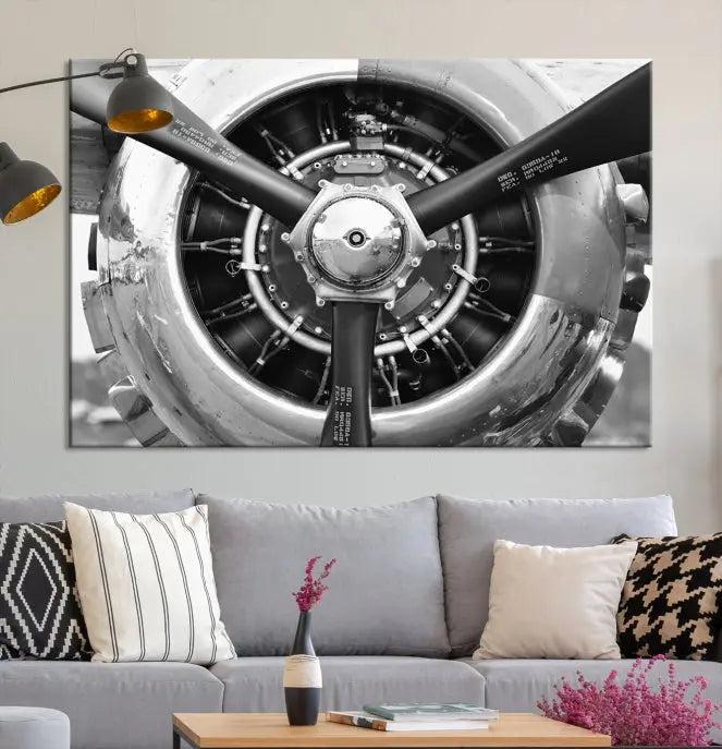 Vintage Airplane Wall Art Canvas Print 