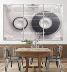 Edit-Images-Vintage Cassette Tape Canvas Wall Art - Inspirational 'Life Has No Rewind' Quote, Retro Music Decor for Living Room