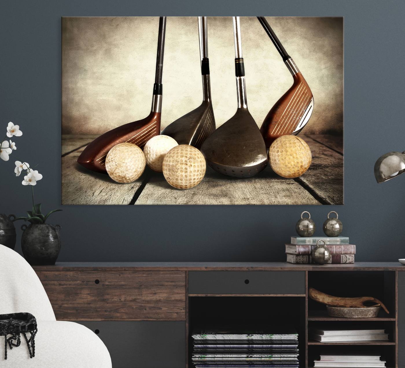 Vintage Golf Ball Art | Golf Decor for Man Cave or Office | Ready to Hang and Framed