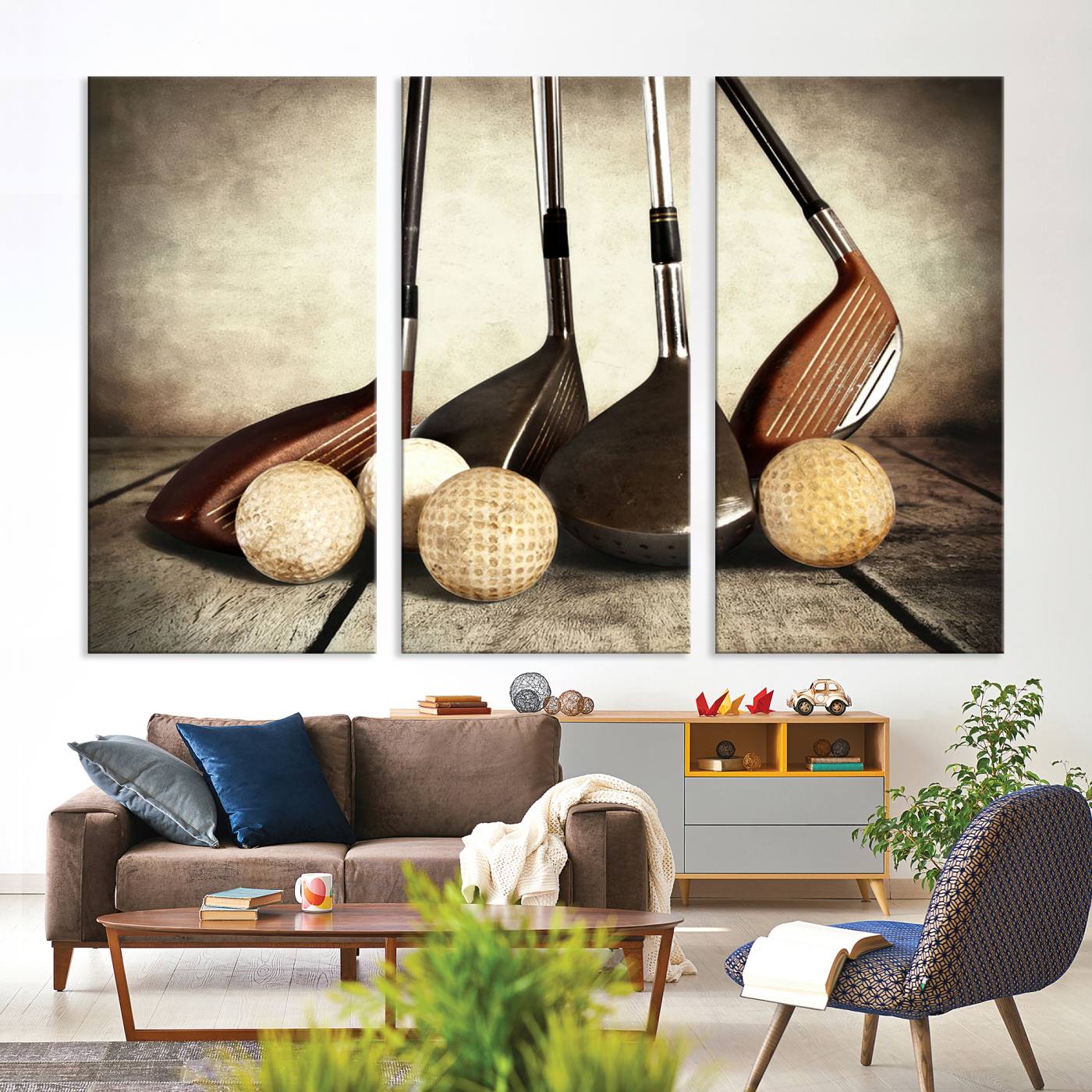 Vintage Golf Ball Art | Golf Decor for Man Cave or Office | Ready to Hang and Framed