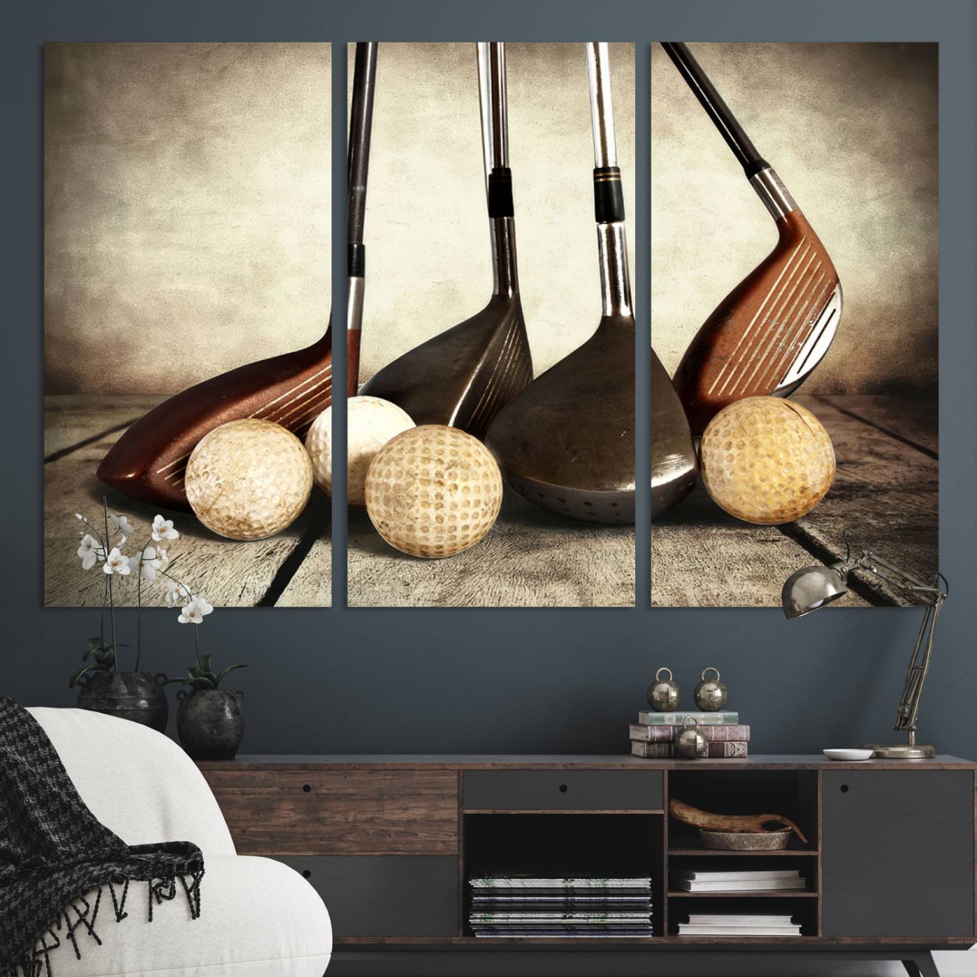 Vintage Golf Ball Art | Golf Decor for Man Cave or Office | Ready to Hang and Framed