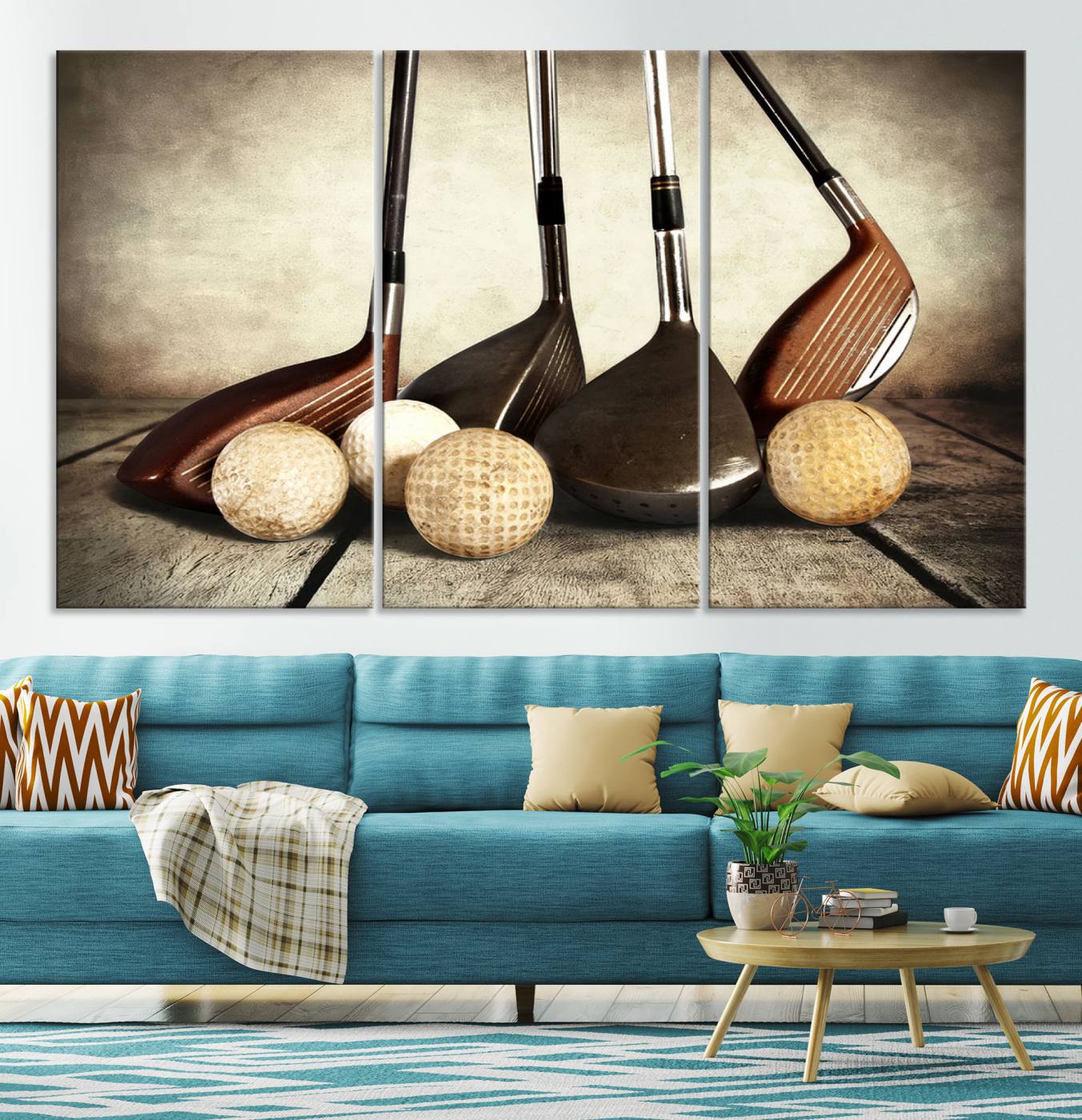Vintage Golf Ball Art | Golf Decor for Man Cave or Office | Ready to Hang and Framed