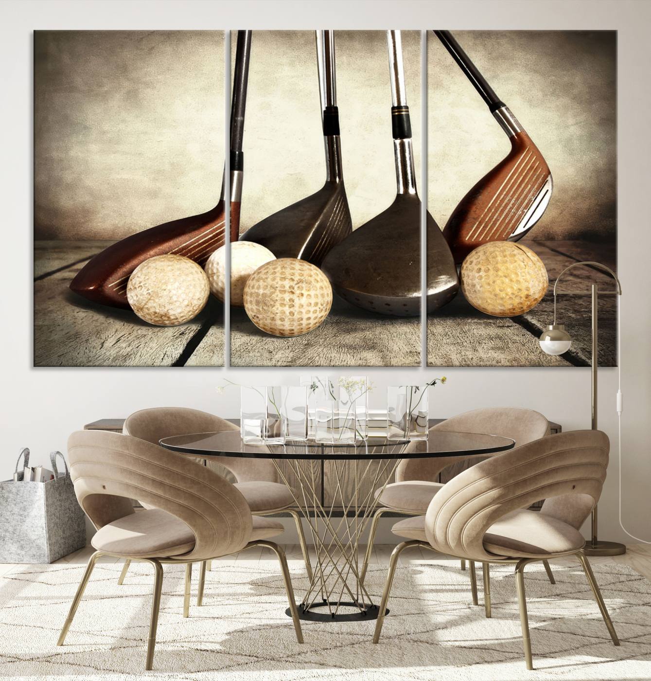 Vintage Golf Ball Art | Golf Decor for Man Cave or Office | Ready to Hang and Framed