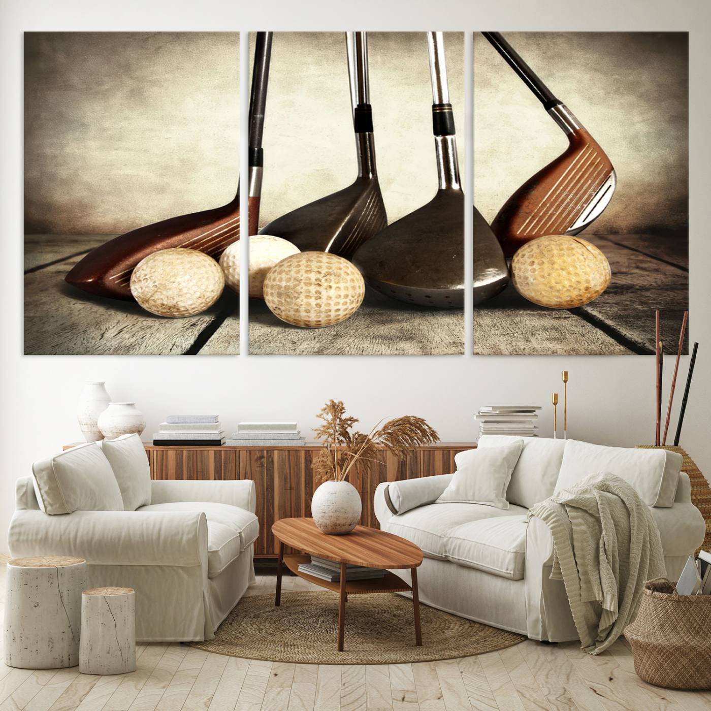 Vintage Golf Ball Art | Golf Decor for Man Cave or Office | Ready to Hang and Framed