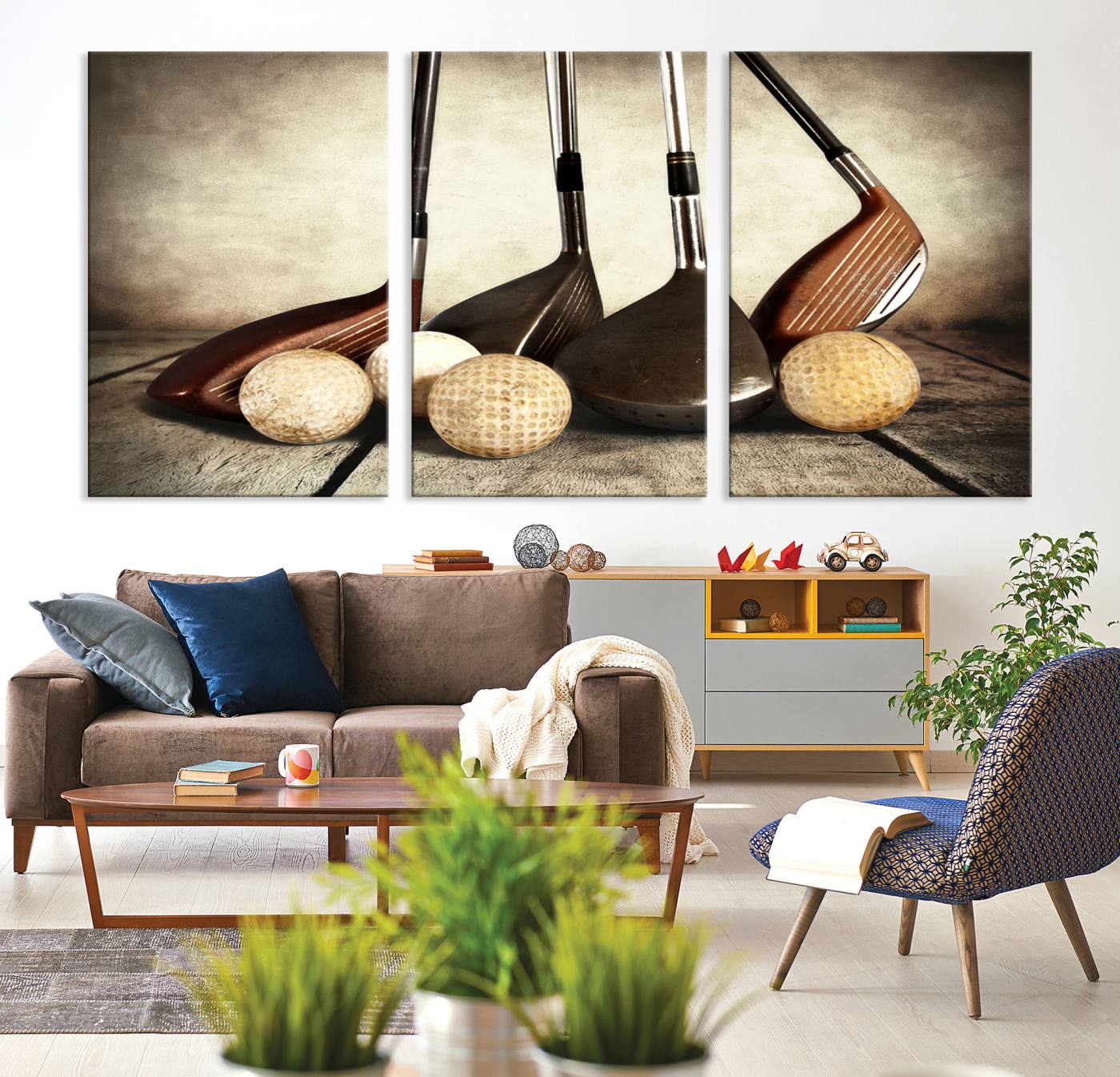 Vintage Golf Ball Art | Golf Decor for Man Cave or Office | Ready to Hang and Framed