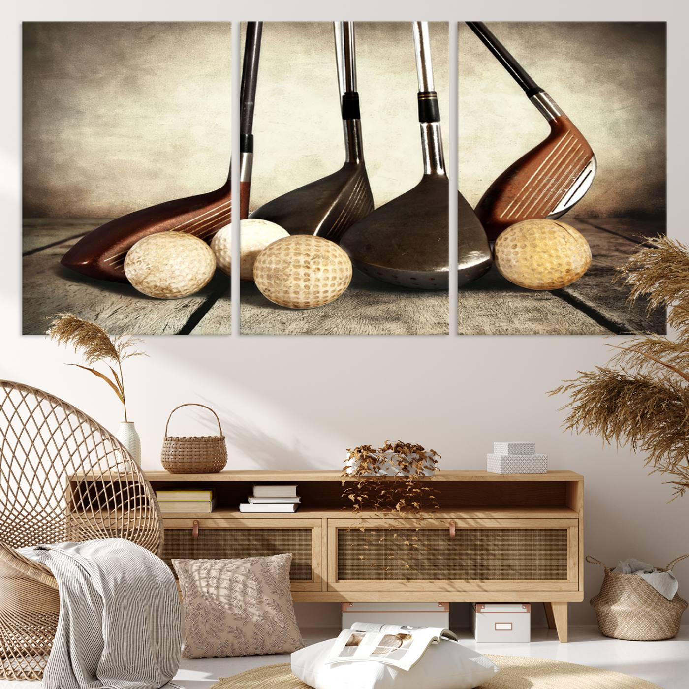 33845-MGV-CV-36X24-Vintage Golf Ball Art | Golf Decor for Man Cave or Office | Ready to Hang and Framed