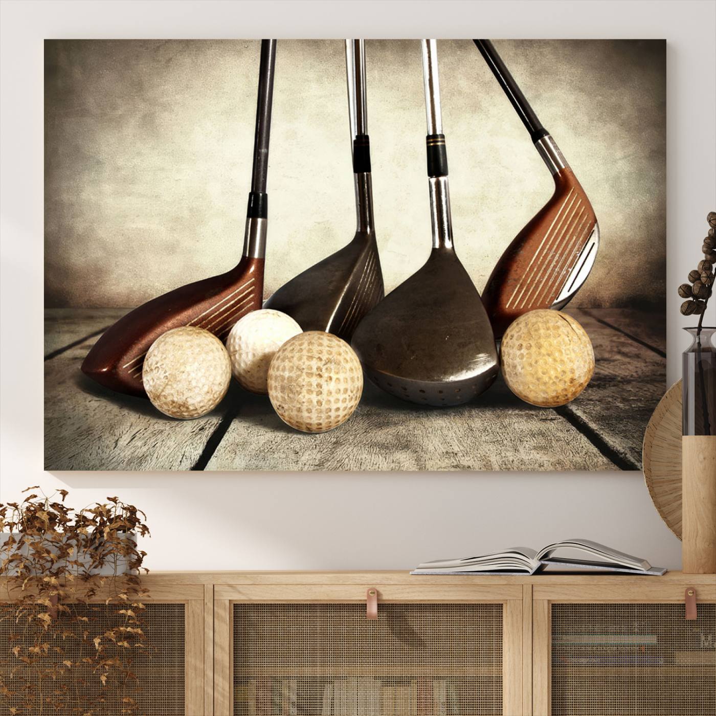 Vintage Golf Ball Art | Golf Decor for Man Cave or Office | Ready to Hang and Framed