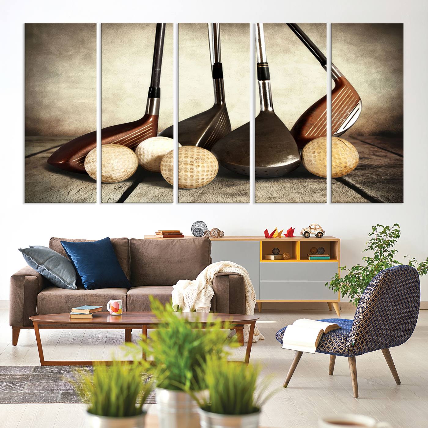 33845-MGV-CV-36X24-Vintage Golf Ball Art | Golf Decor for Man Cave or Office | Ready to Hang and Framed