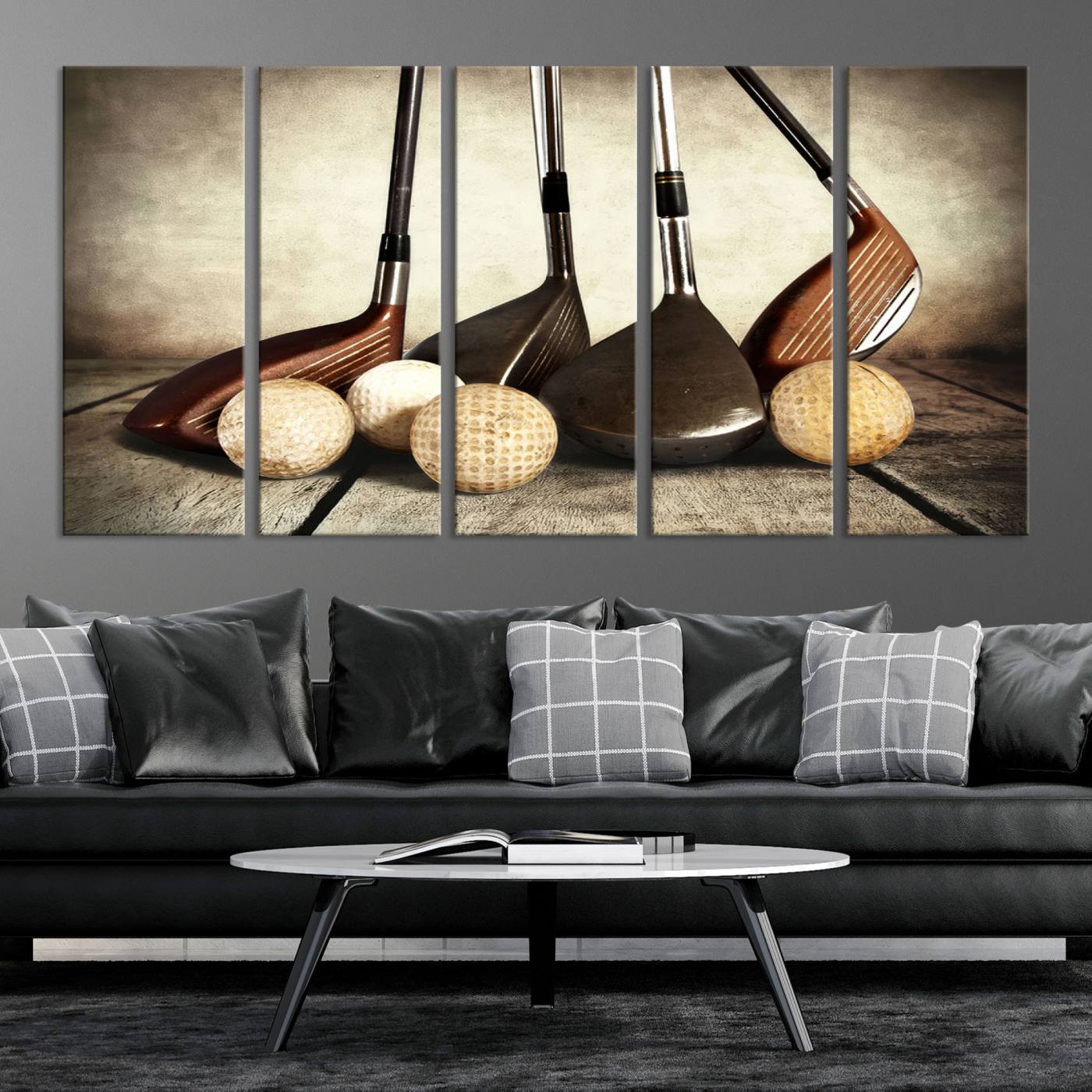 33845-MGV-CV-36X24-Vintage Golf Ball Art | Golf Decor for Man Cave or Office | Ready to Hang and Framed