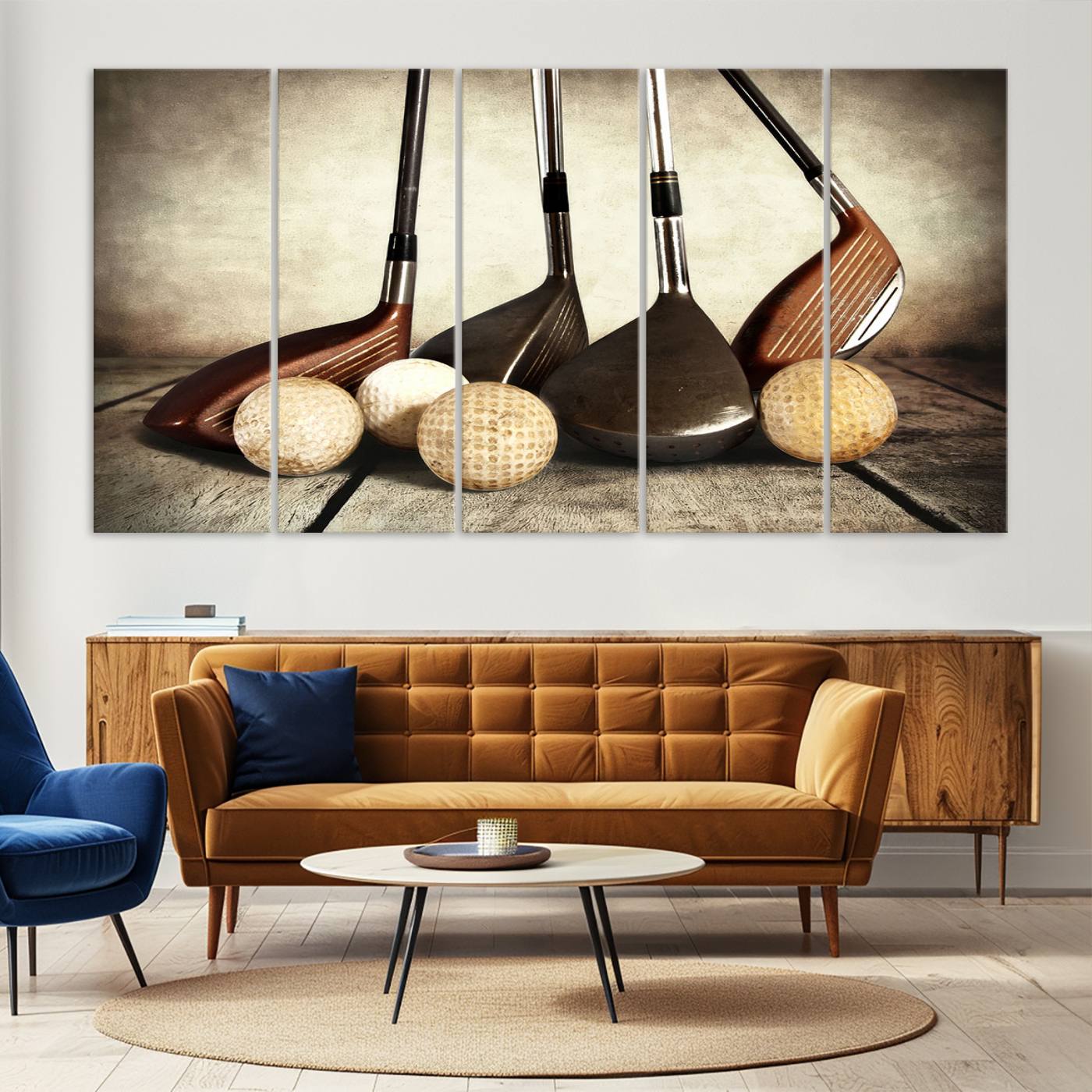 33845-MGV-CV-36X24-Vintage Golf Ball Art | Golf Decor for Man Cave or Office | Ready to Hang and Framed