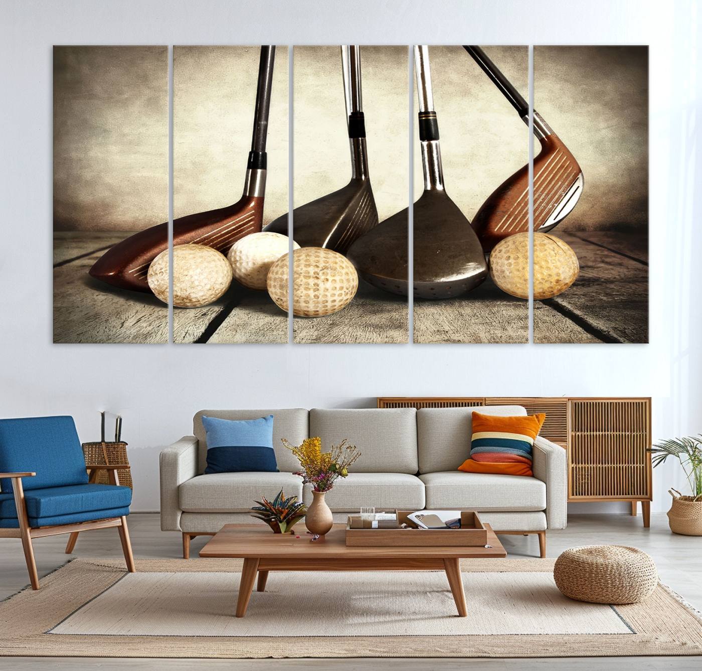 33845-MGV-CV-36X24-Vintage Golf Ball Art | Golf Decor for Man Cave or Office | Ready to Hang and Framed