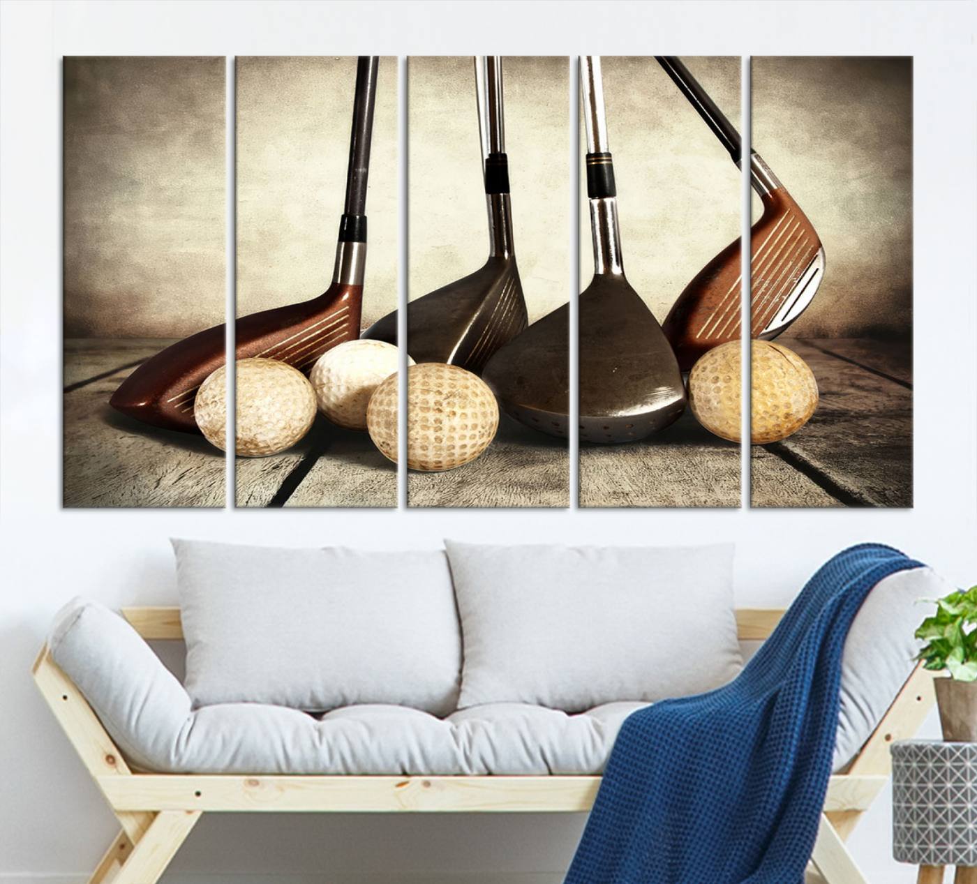 33845-MGV-CV-36X24-Vintage Golf Ball Art | Golf Decor for Man Cave or Office | Ready to Hang and Framed