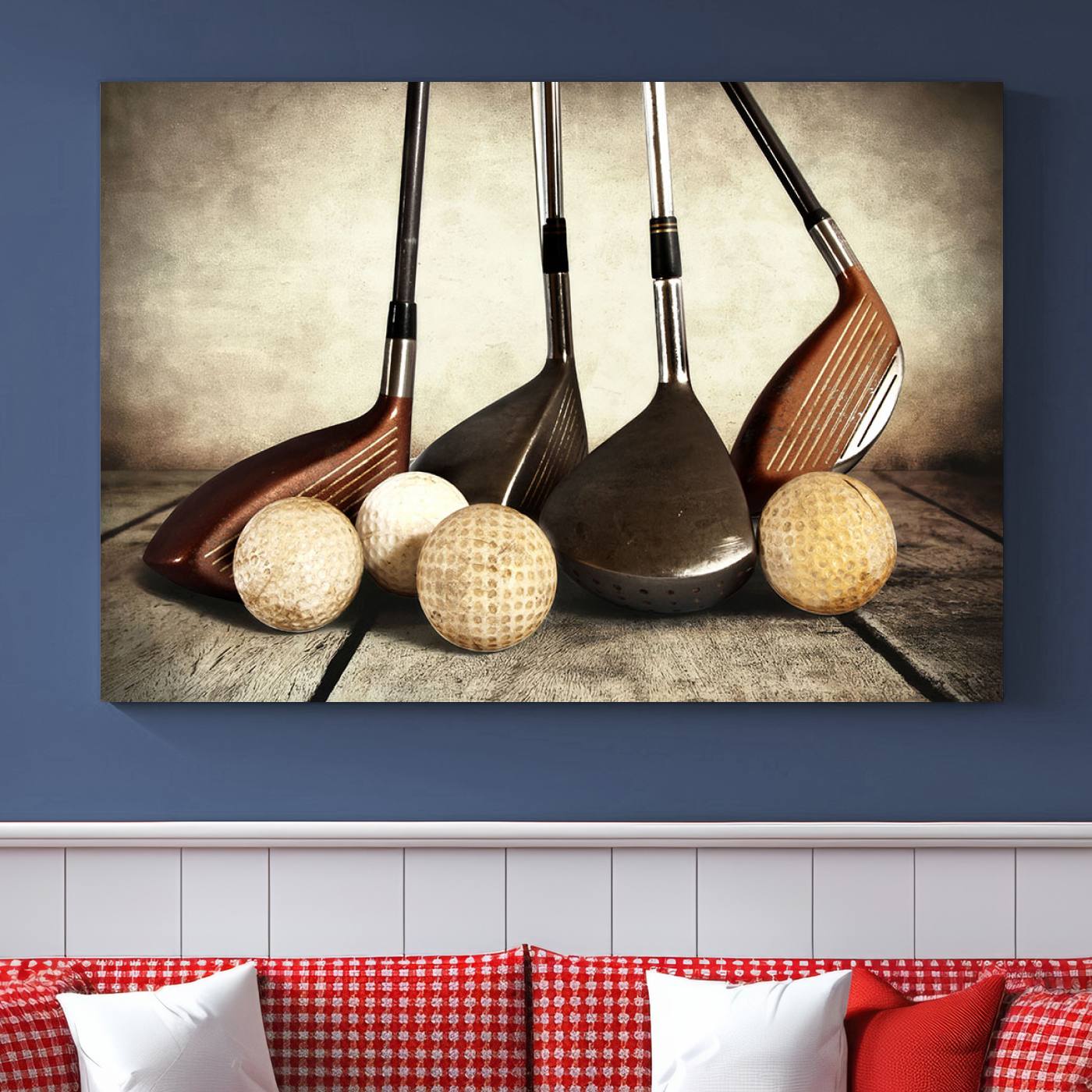 Vintage Golf Ball Art | Golf Decor for Man Cave or Office | Ready to Hang and Framed