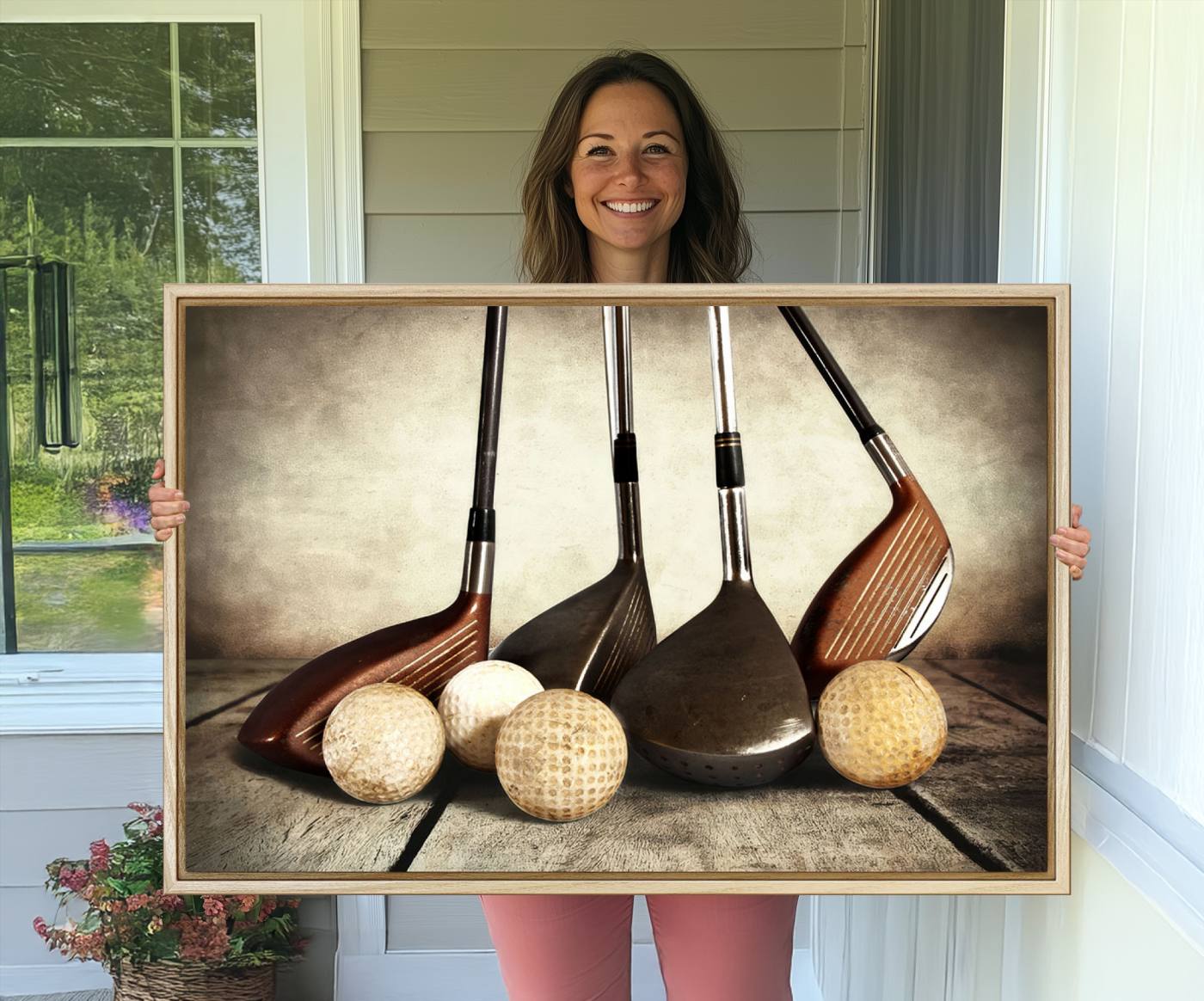 33845-MGV-CV-36X24-Vintage Golf Ball Art | Golf Decor for Man Cave or Office | Ready to Hang and Framed