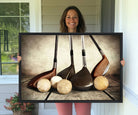 33845-MGV-CV-36X24-Vintage Golf Ball Art | Golf Decor for Man Cave or Office | Ready to Hang and Framed