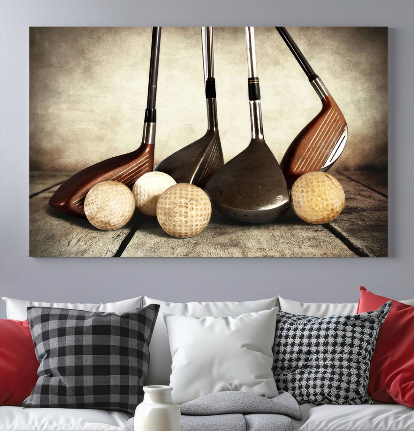 Vintage Golf Ball Art | Golf Decor for Man Cave or Office | Ready to Hang and Framed