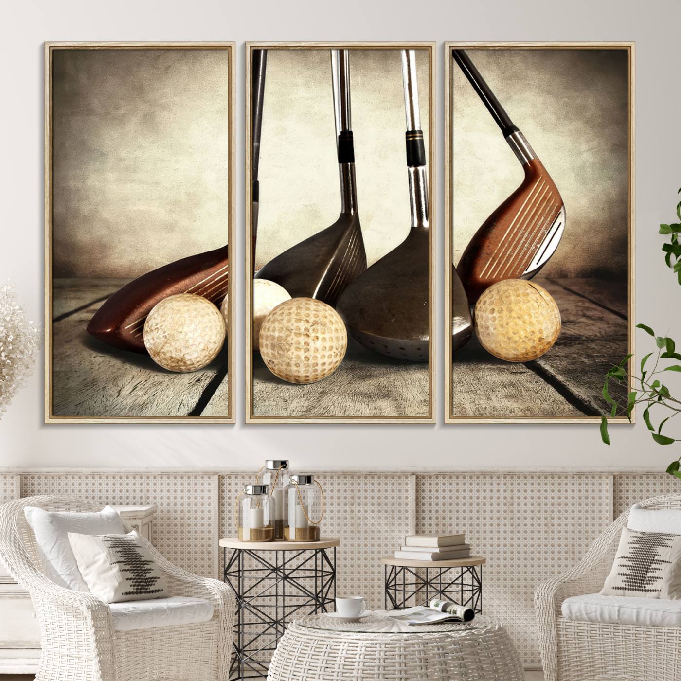 33845-MGV-CV-36X24-Vintage Golf Ball Art | Golf Decor for Man Cave or Office | Ready to Hang and Framed