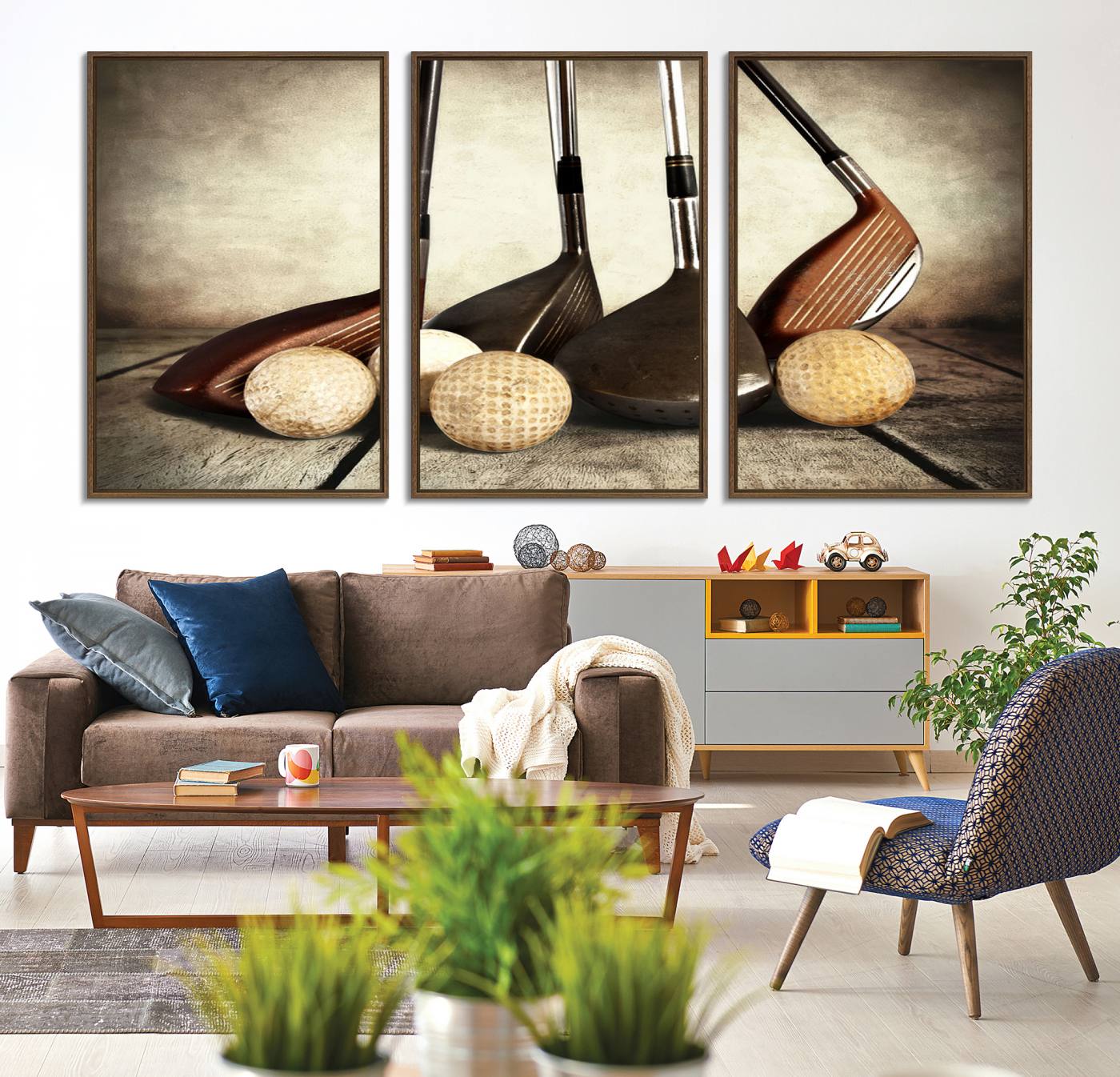 33845-MGV-CV-36X24-Vintage Golf Ball Art | Golf Decor for Man Cave or Office | Ready to Hang and Framed
