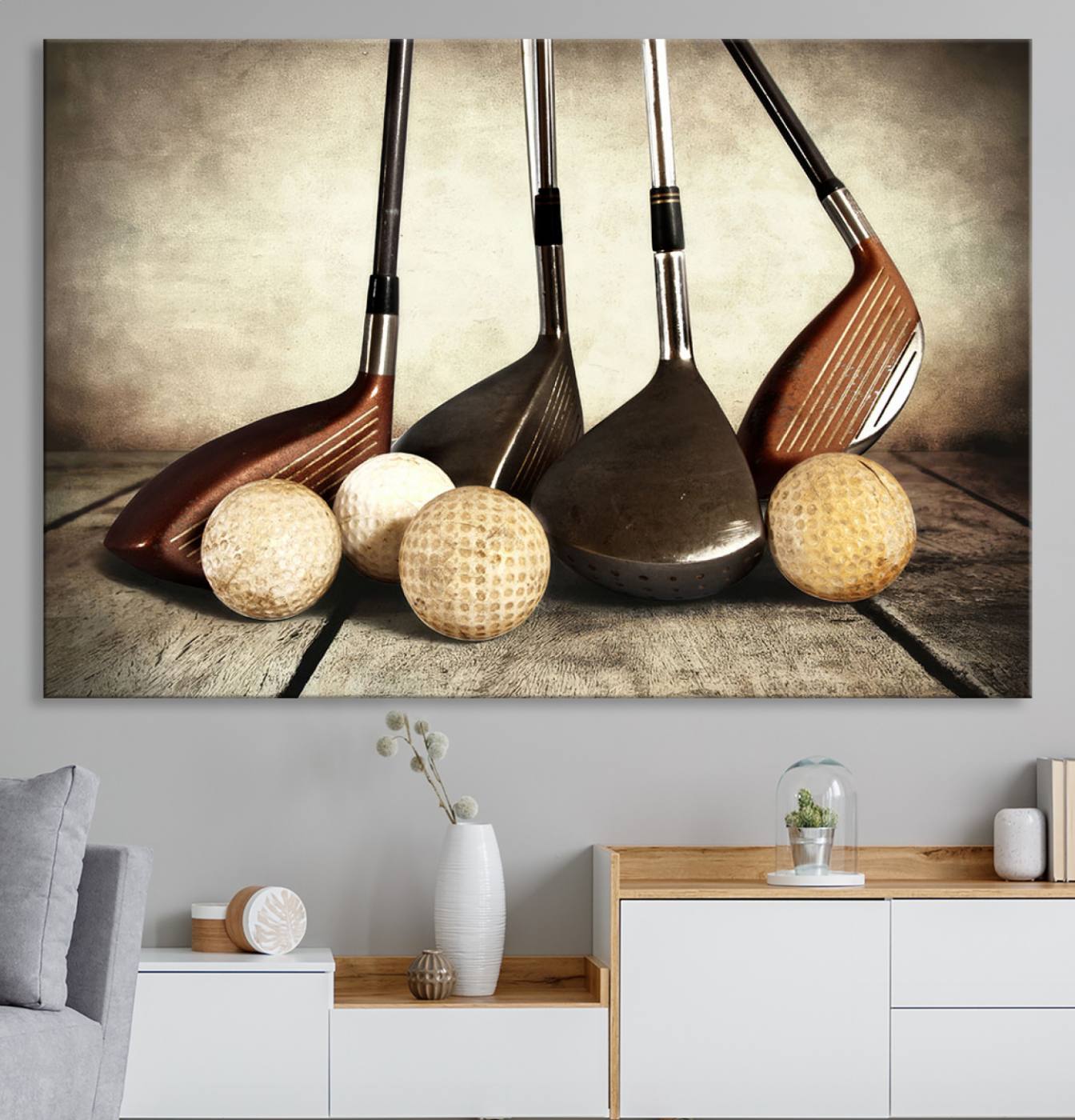 Vintage Golf Ball Art | Golf Decor for Man Cave or Office | Ready to Hang and Framed