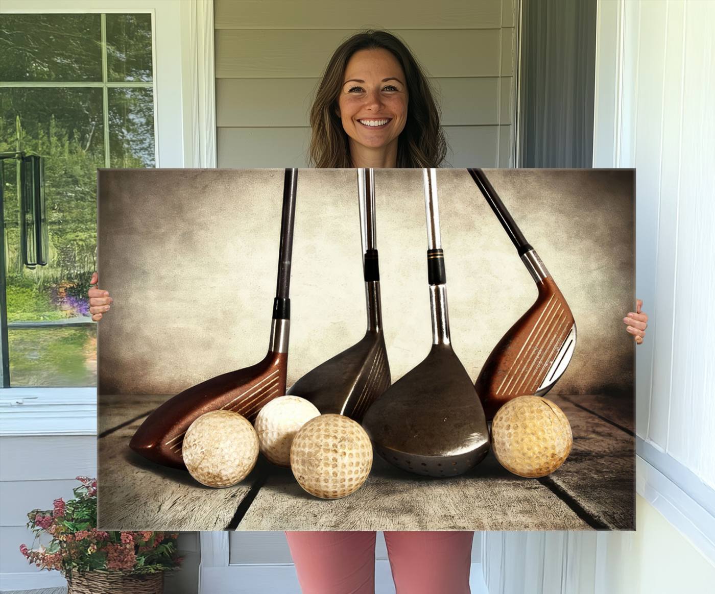 Vintage Golf Ball Art | Golf Decor for Man Cave or Office | Ready to Hang and Framed