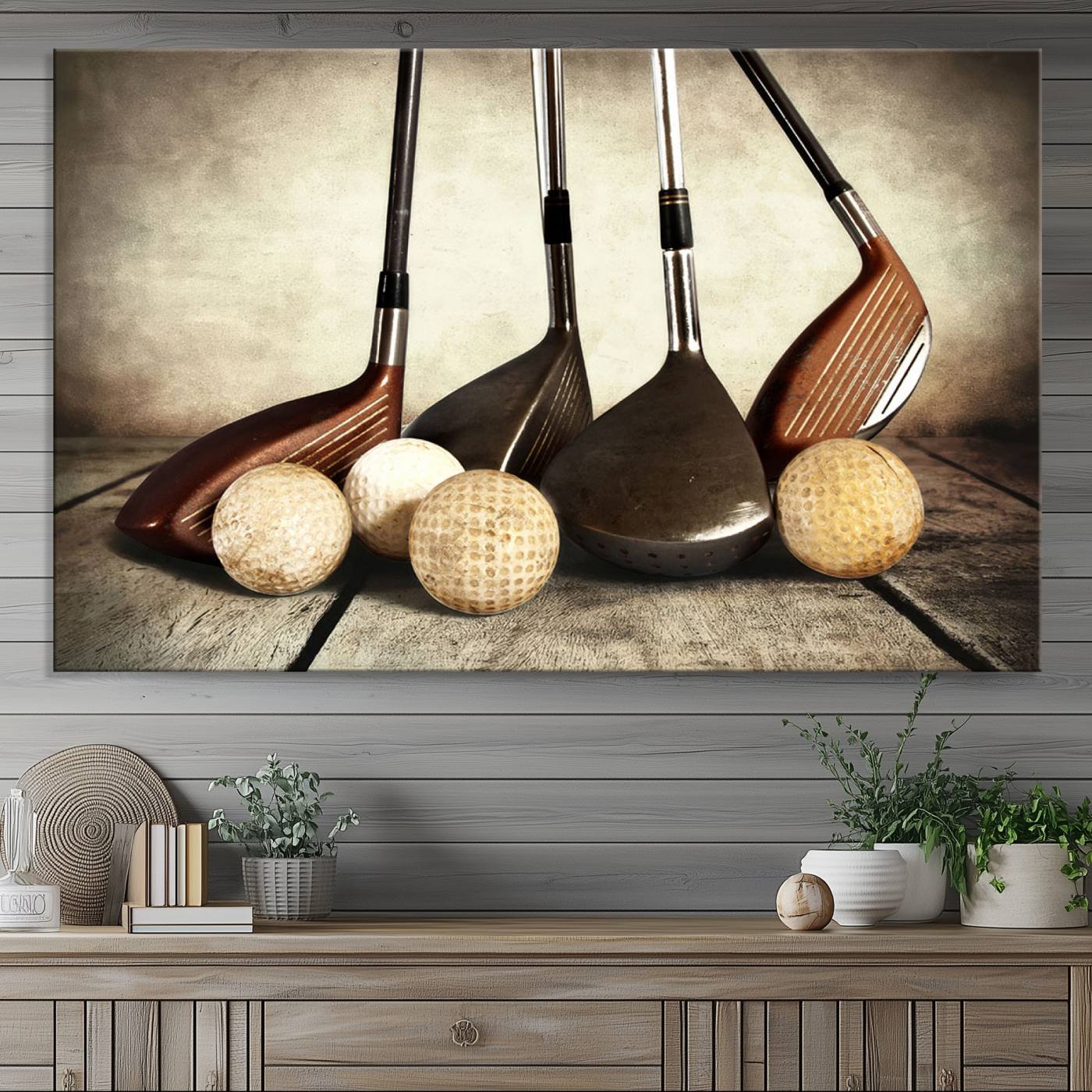 Vintage Golf Ball Art | Golf Decor for Man Cave or Office | Ready to Hang and Framed