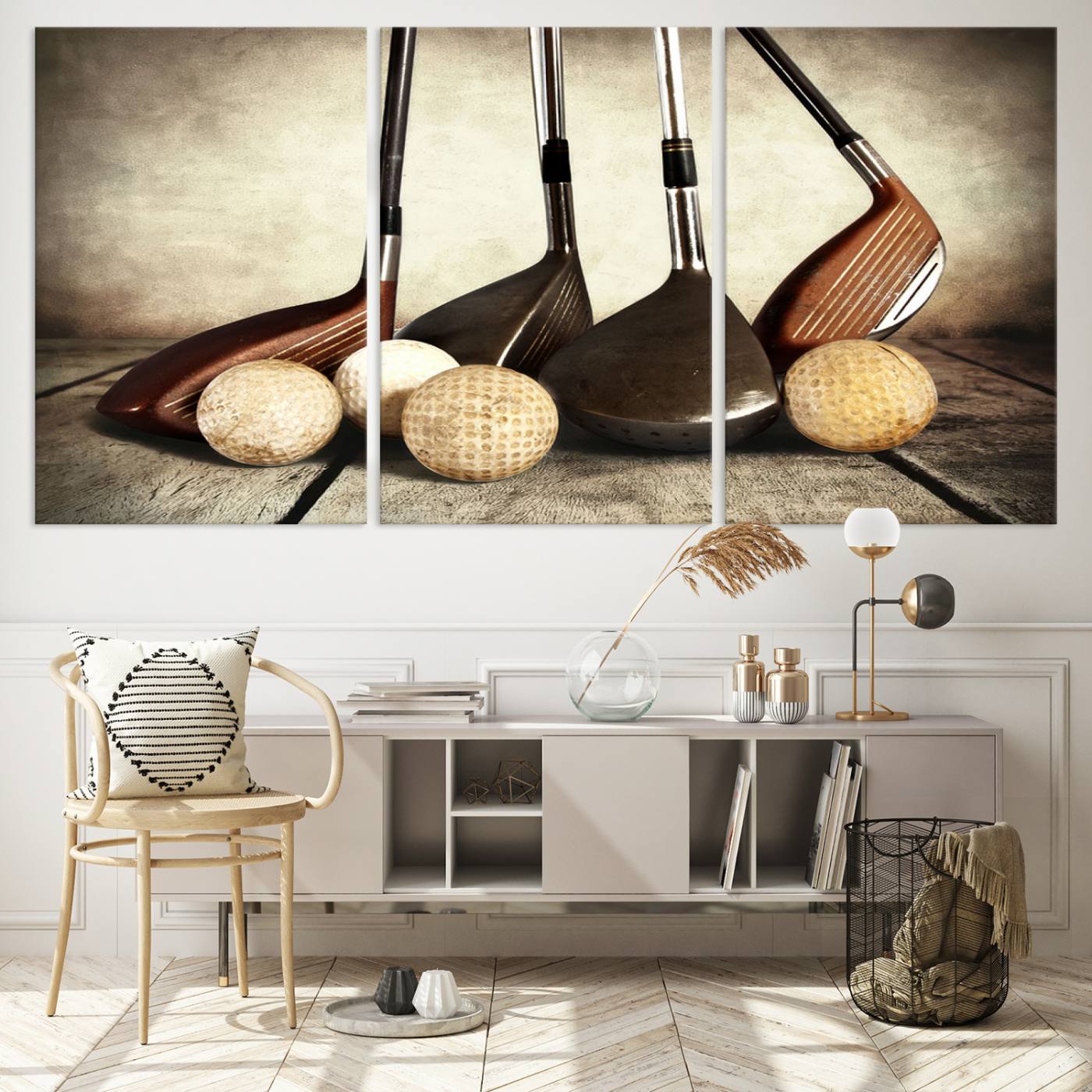 Vintage Golf Ball Art | Golf Decor for Man Cave or Office | Ready to Hang and Framed