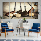 33845-MGV-CV-60X31-5P-Vintage Golf Ball Art | Golf Decor for Man Cave or Office | Ready to Hang and Framed