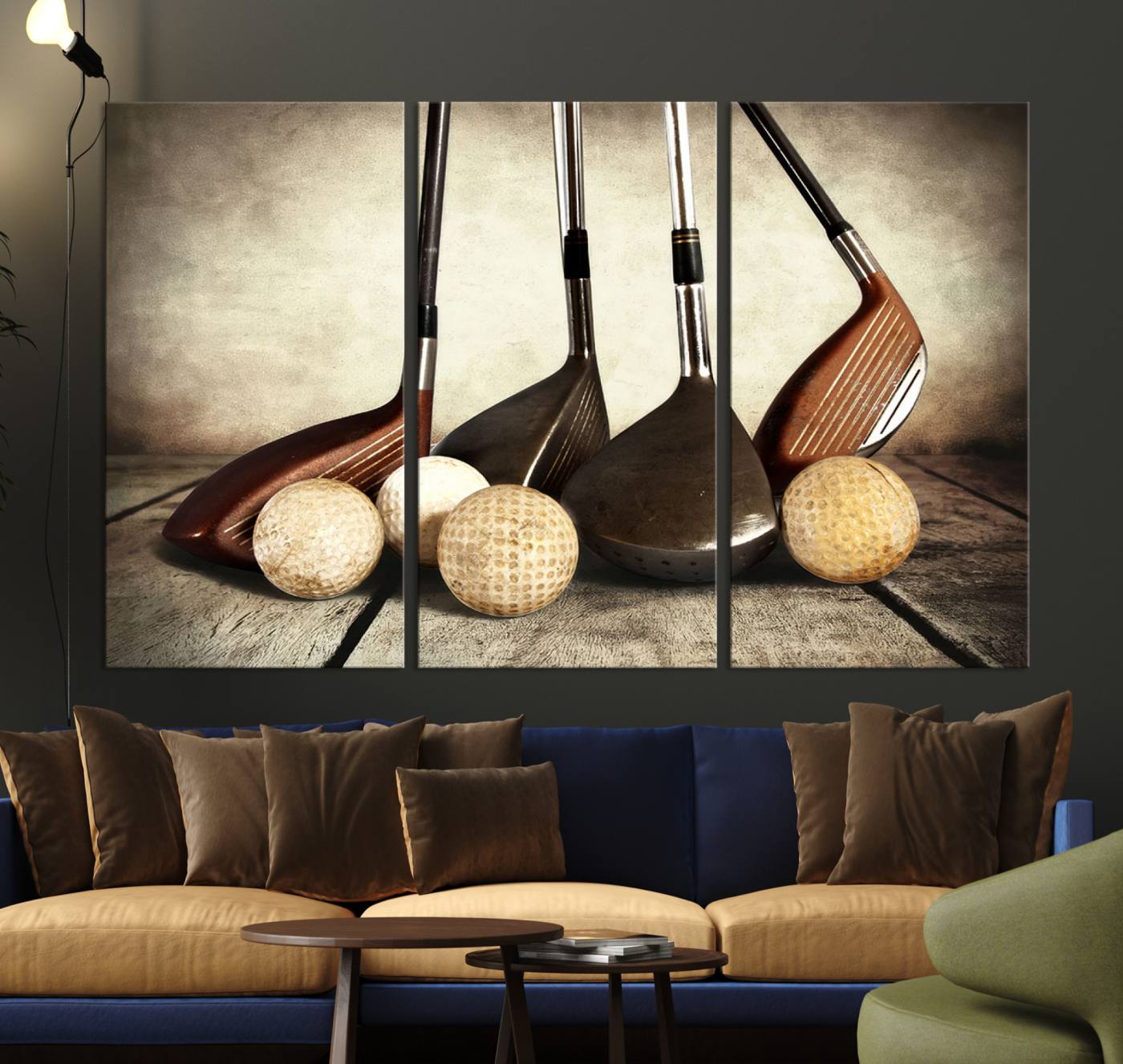 Vintage Golf Ball Art | Golf Decor for Man Cave or Office | Ready to Hang and Framed