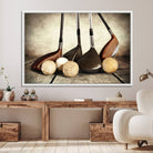33845-MGV-FC-36X24_White-Vintage Golf Ball Art | Golf Decor for Man Cave or Office | Ready to Hang and Framed