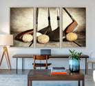 33845-MGV-FC-48X32-3P_Natural-Vintage Golf Ball Art | Golf Decor for Man Cave or Office | Ready to Hang and Framed