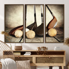 33845-MGV-FC-48X32-3P_Walnut-Vintage Golf Ball Art | Golf Decor for Man Cave or Office | Ready to Hang and Framed