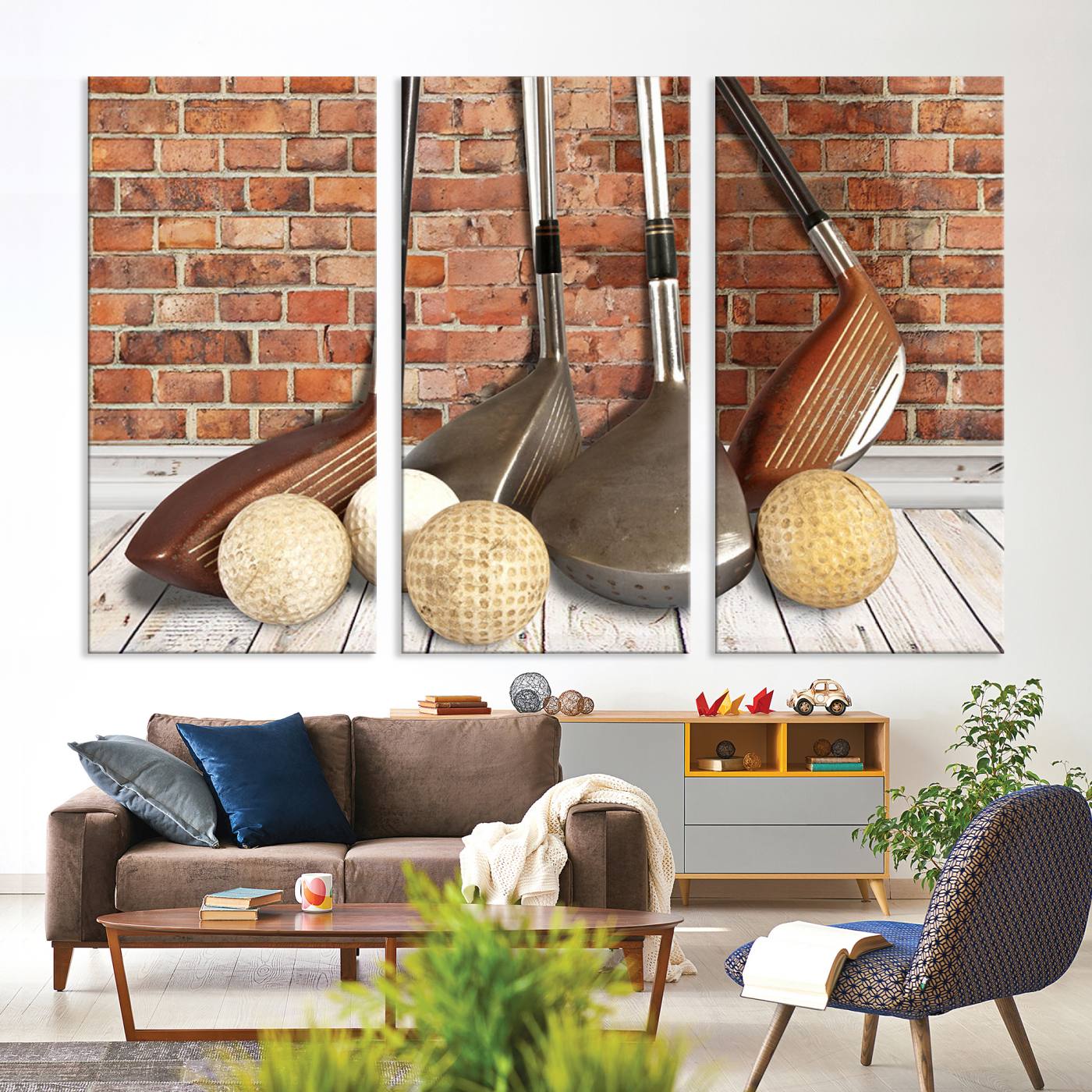 Vintage Golf Ball Wall Art Canvas Print | Golf Decor for Man Cave or Office | Ready to Hang and Framed