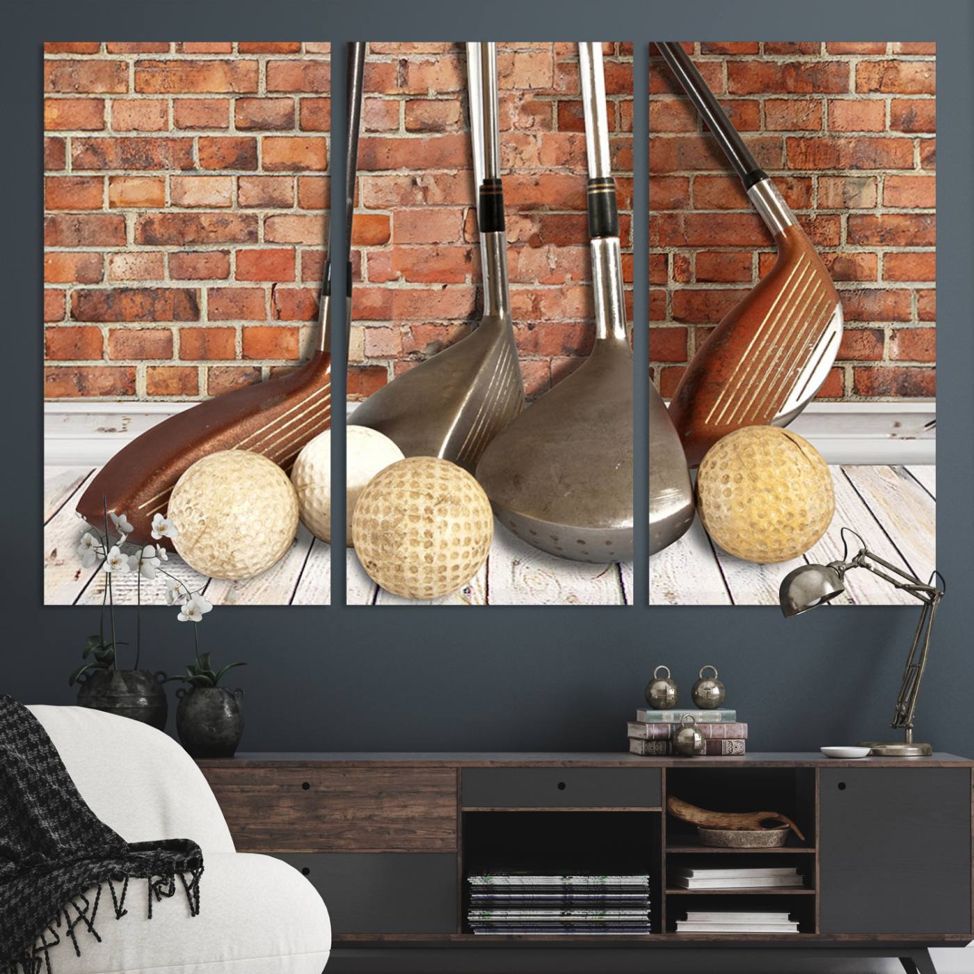Vintage Golf Ball Wall Art Canvas Print | Golf Decor for Man Cave or Office | Ready to Hang and Framed