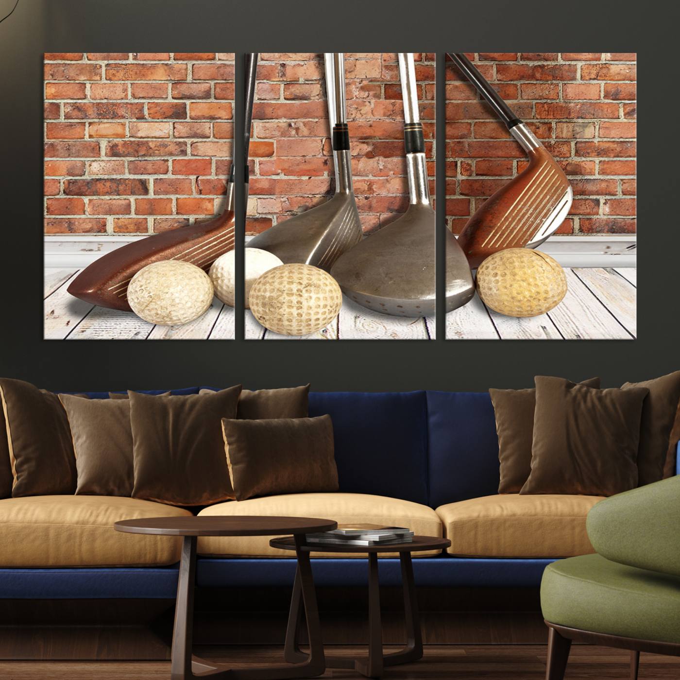 Vintage Golf Ball Wall Art Canvas Print | Golf Decor for Man Cave or Office | Ready to Hang and Framed