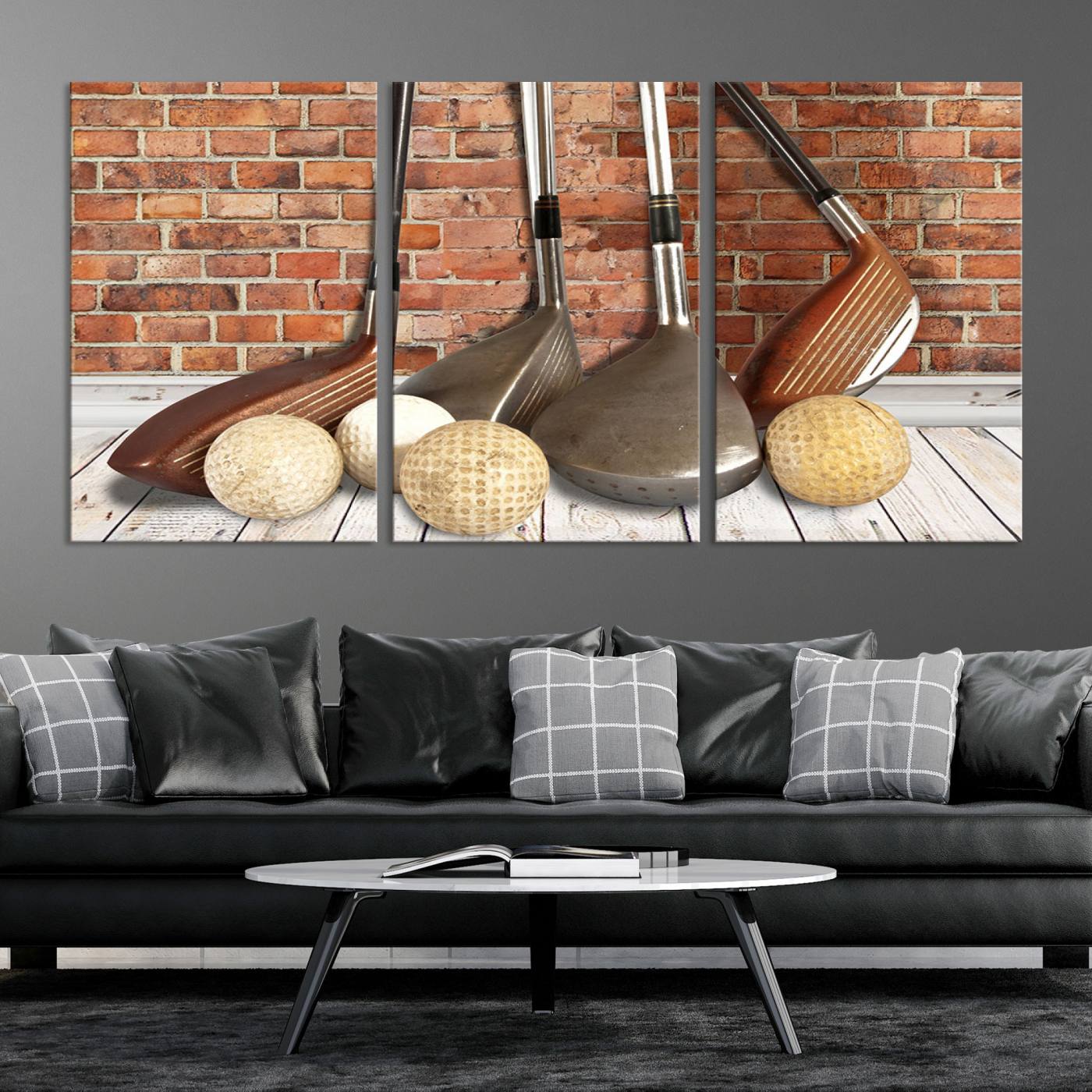 Vintage Golf Ball Wall Art Canvas Print | Golf Decor for Man Cave or Office | Ready to Hang and Framed