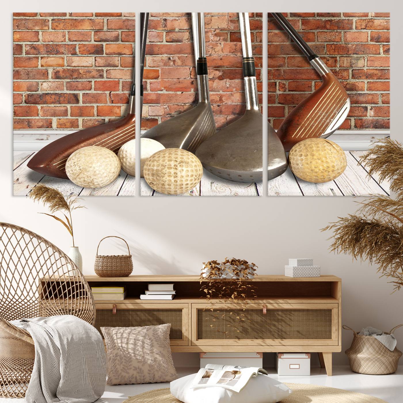 71818-MGV-CV-36X24-Vintage Golf Ball Wall Art Canvas Print | Golf Decor for Man Cave or Office | Ready to Hang and Framed