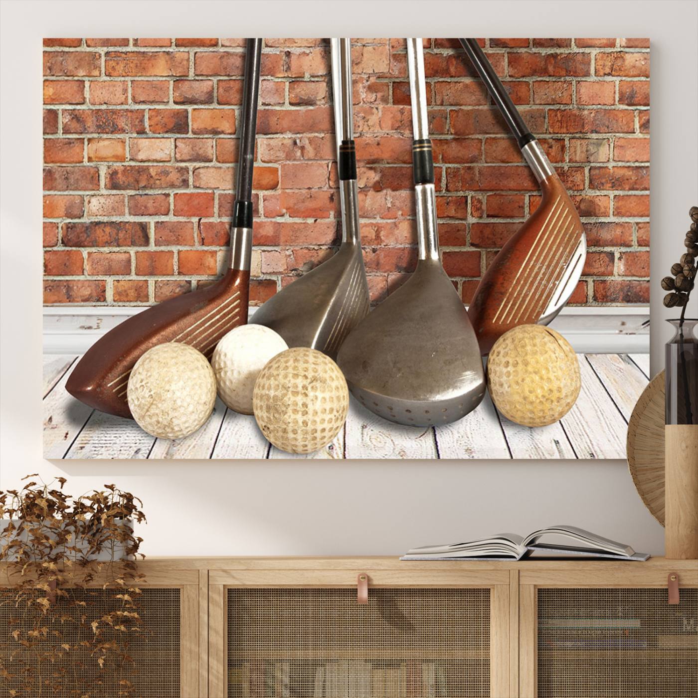Vintage Golf Ball Wall Art Canvas Print | Golf Decor for Man Cave or Office | Ready to Hang and Framed
