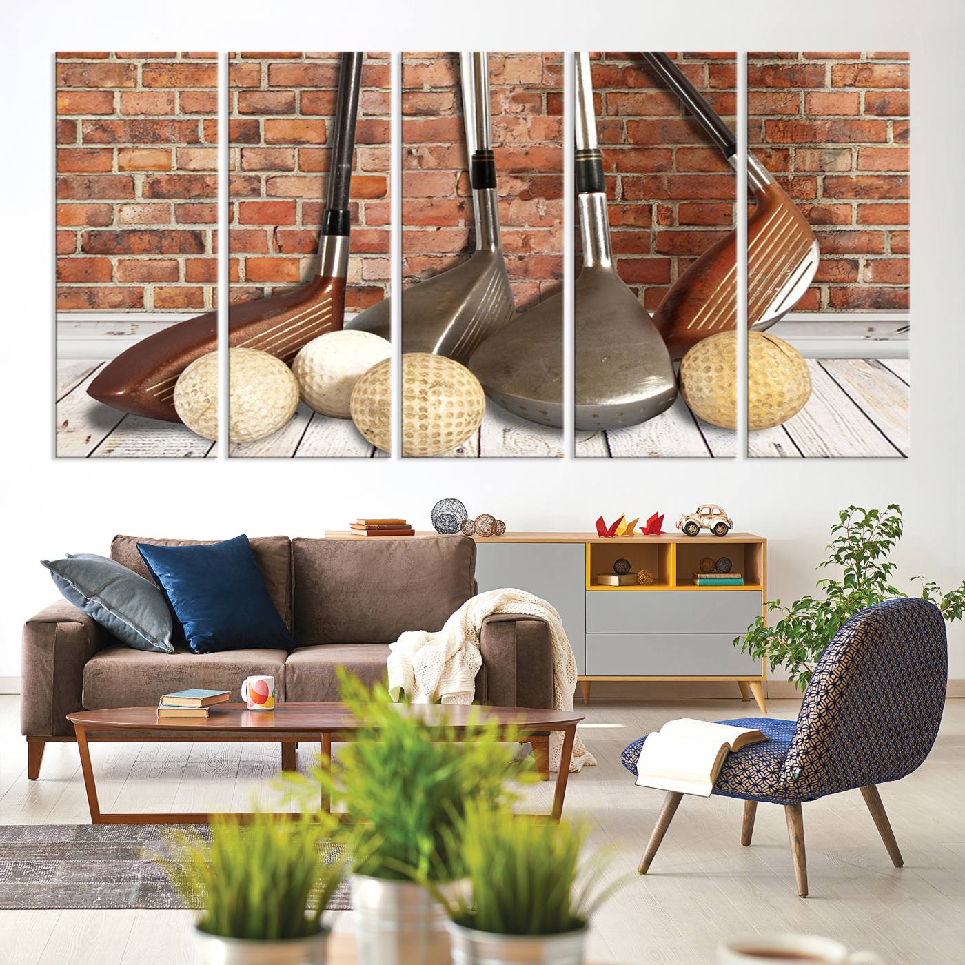 71818-MGV-CV-36X24-Vintage Golf Ball Wall Art Canvas Print | Golf Decor for Man Cave or Office | Ready to Hang and Framed