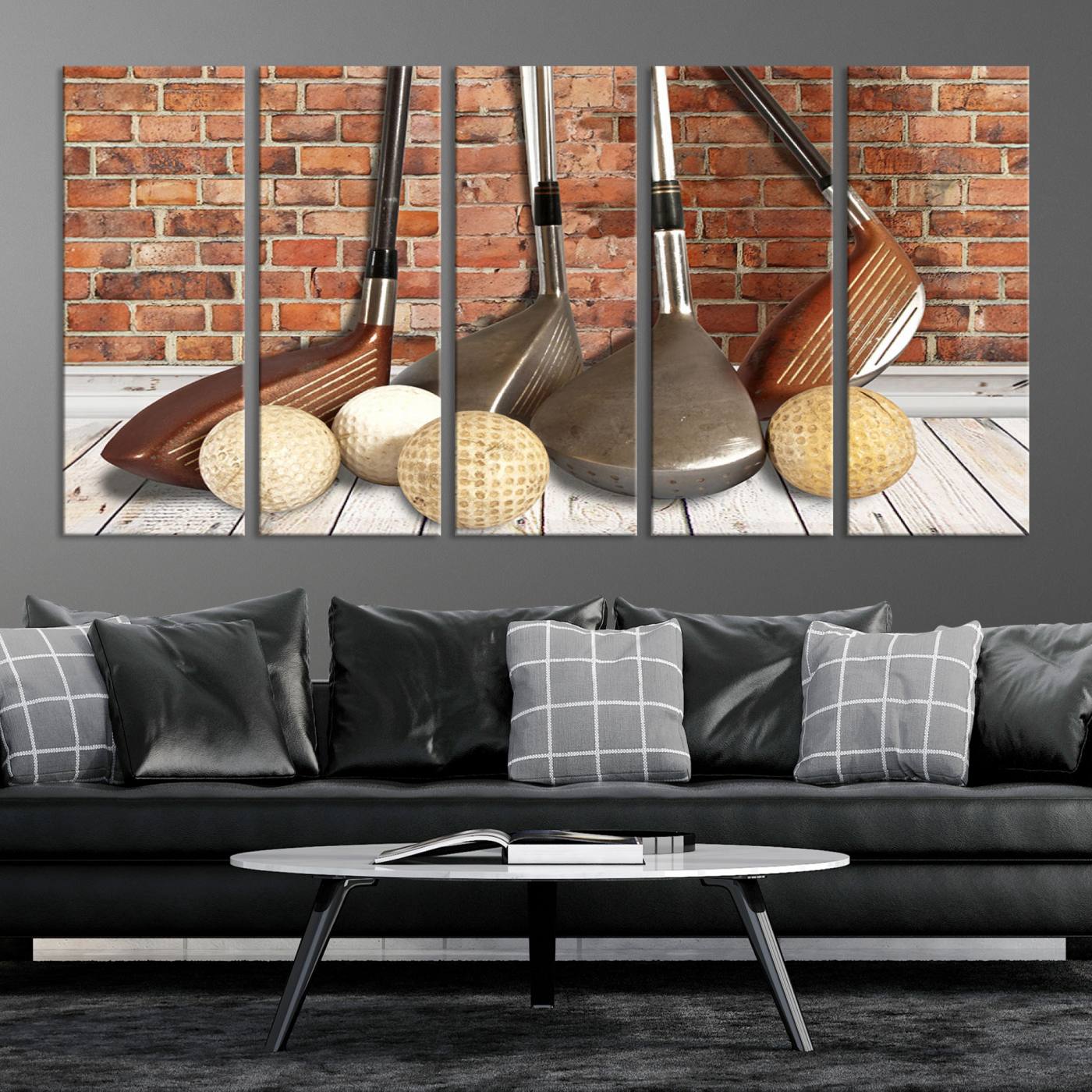71818-MGV-CV-36X24-Vintage Golf Ball Wall Art Canvas Print | Golf Decor for Man Cave or Office | Ready to Hang and Framed