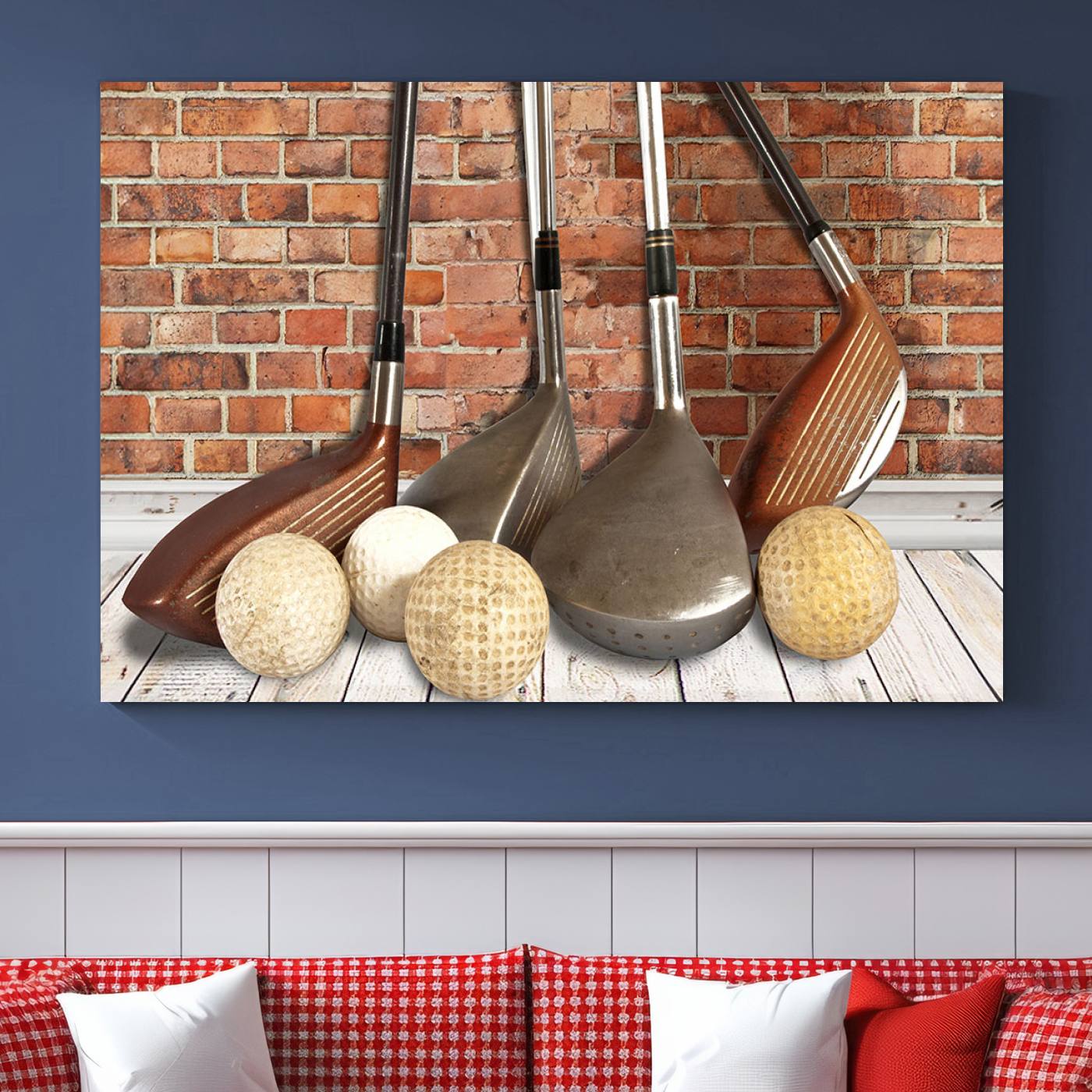 Vintage Golf Ball Wall Art Canvas Print | Golf Decor for Man Cave or Office | Ready to Hang and Framed