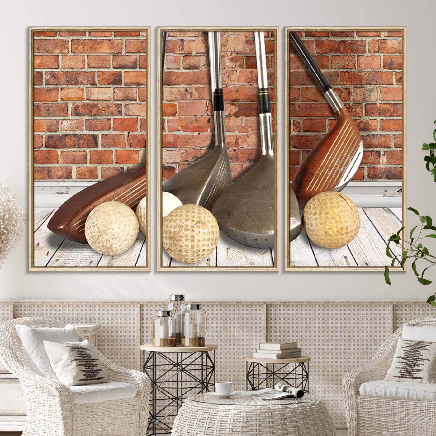 71818-MGV-CV-36X24-Vintage Golf Ball Wall Art Canvas Print | Golf Decor for Man Cave or Office | Ready to Hang and Framed