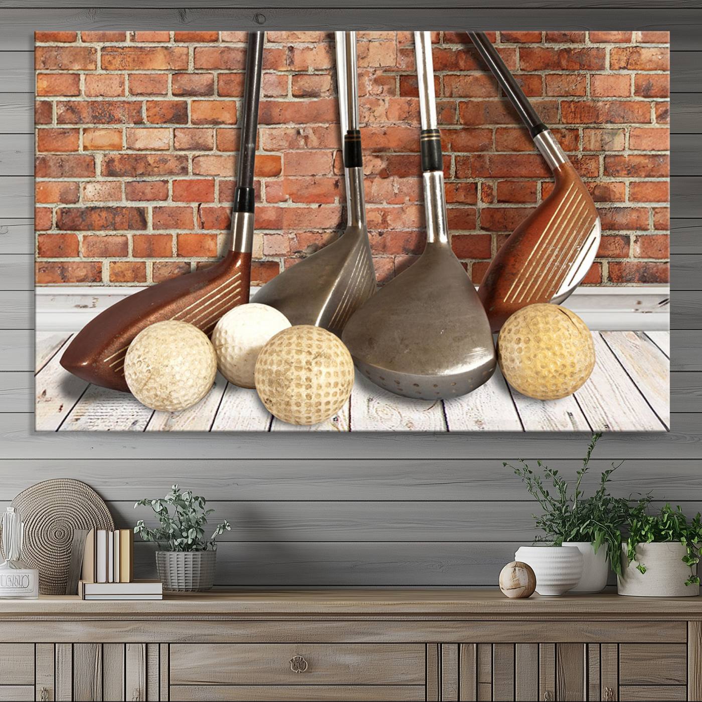 Vintage Golf Ball Wall Art Canvas Print | Golf Decor for Man Cave or Office | Ready to Hang and Framed