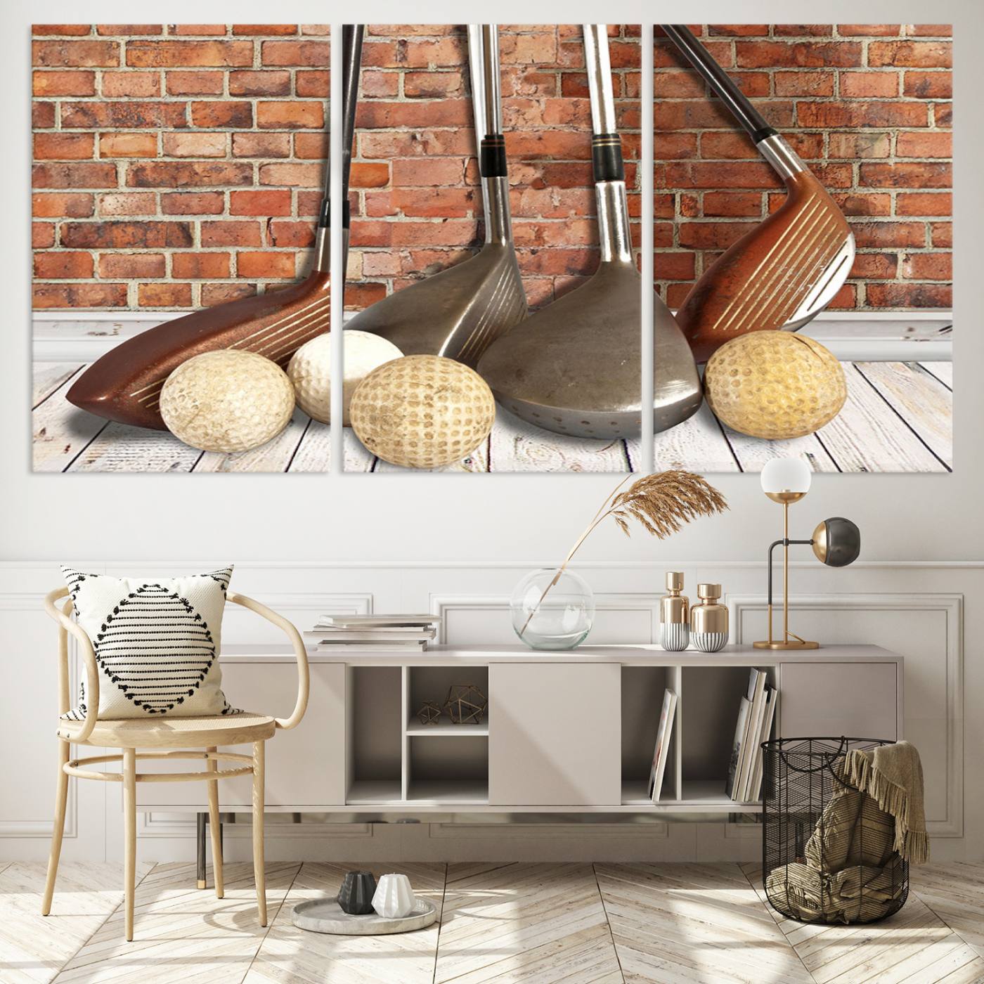 Vintage Golf Ball Wall Art Canvas Print | Golf Decor for Man Cave or Office | Ready to Hang and Framed