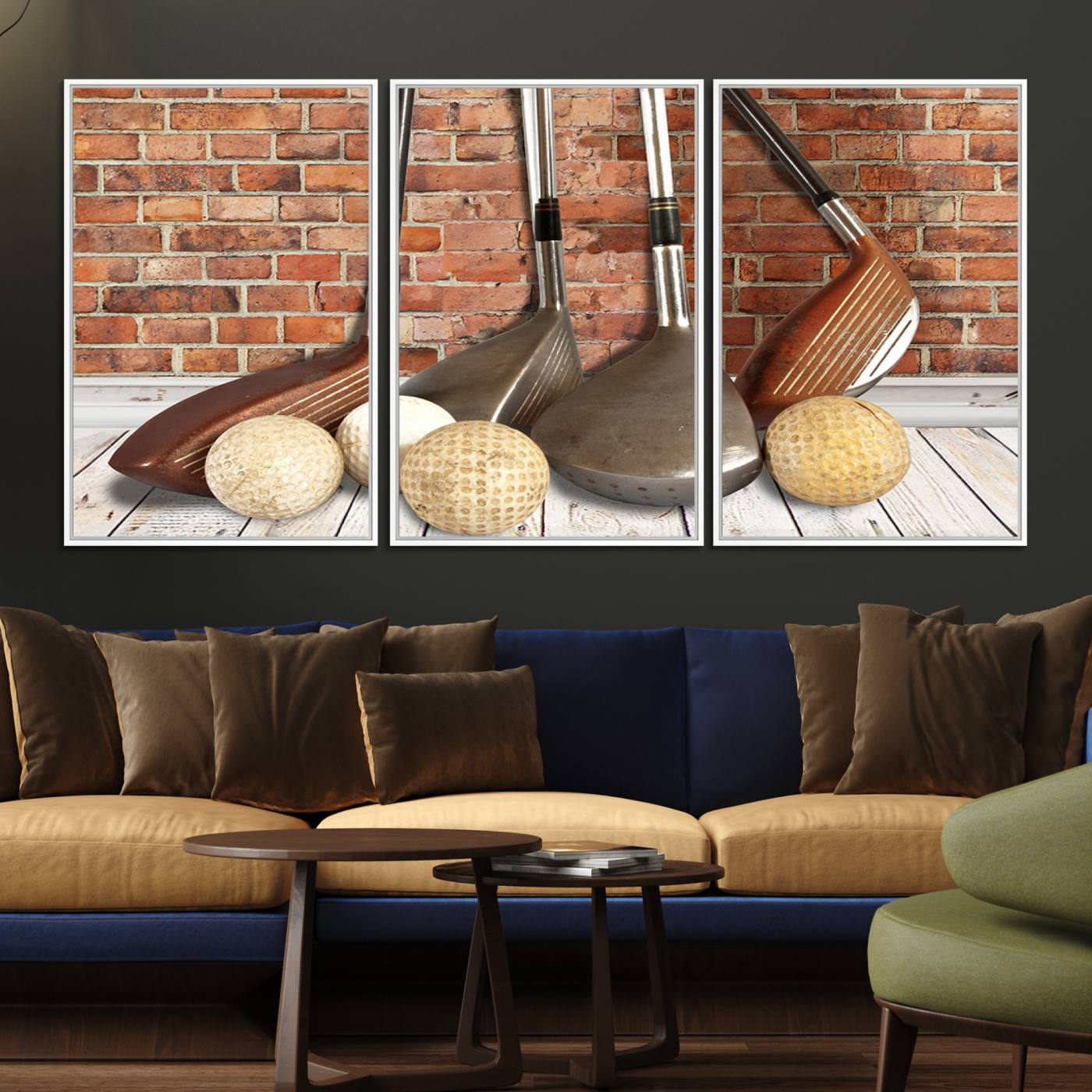 71818-MGV-FC-60X30-3P_White-Vintage Golf Ball Wall Art Canvas Print | Golf Decor for Man Cave or Office | Ready to Hang and Framed