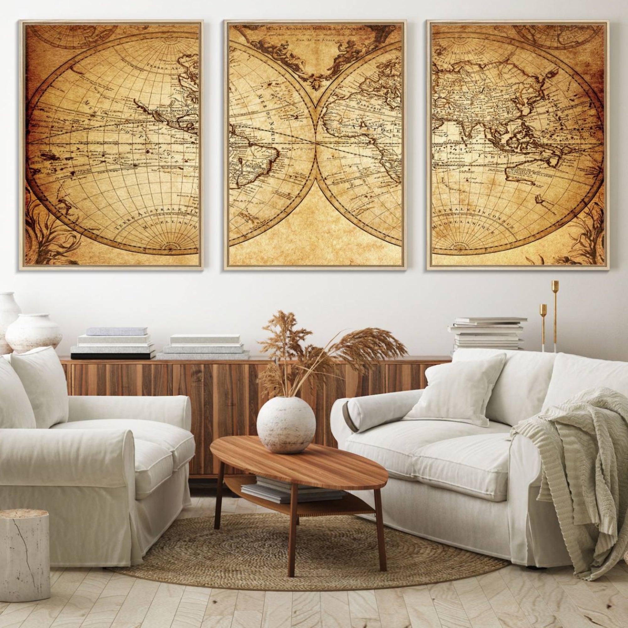91276-MGV-FC-60X30-3P_Natural-Push Pin World Map Canvas Print – Travel Tracker Wall Art for Couples, Perfect Anniversary Gift for Home or Office Decor
