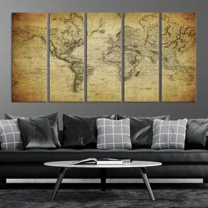 Edit-Images-Vintage World Map Wall Art Old Style Classic Map Canvas Print