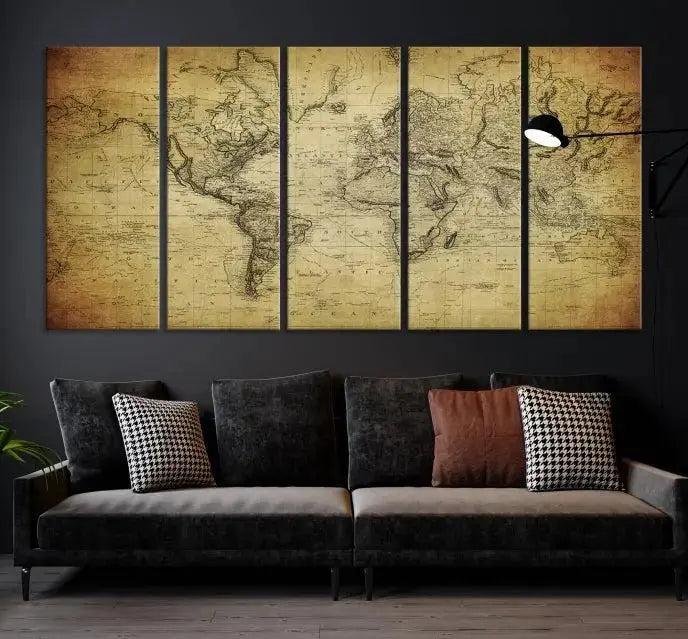 Edit-Images-Vintage World Map Wall Art Old Style Classic Map Canvas Print