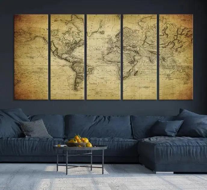 Edit-Images-Vintage World Map Wall Art Old Style Classic Map Canvas Print
